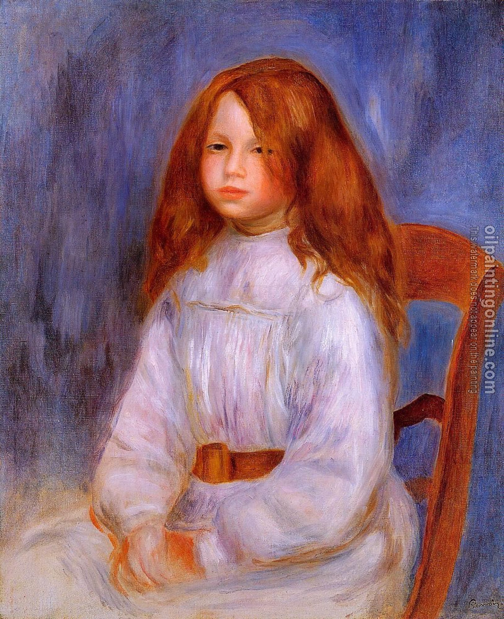 Renoir, Pierre Auguste - Seated Girl with Blue Background